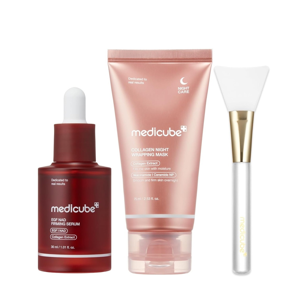 image:imagemedicube Overnight Face amp Neck Firming Set NAD Serum Collagen Wrapping Mask and Jelly Brush for the mask