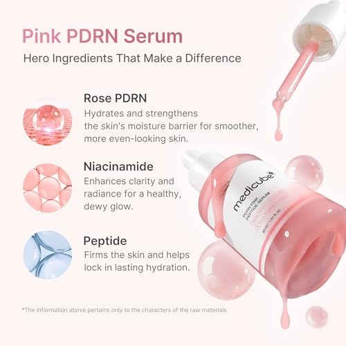 image:imagemedicube PDRN Pink Peptide Serum with Salmon DNA Ultra Light Hydrating Serum with Hyaluronic Acid FastAbsorbing Glow Care for Skin Clarity Korean Skincare 371 fl Oz Pack of 2Rose PDRN Vegan