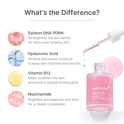 image:imagemedicube PDRN Pink Peptide Serum with Salmon DNA Ultra Light Hydrating Serum with Hyaluronic Acid FastAbsorbing Glow Care for Skin Clarity Korean Skincare 371 fl Oz Pack of 2Ultra Light PDRN
