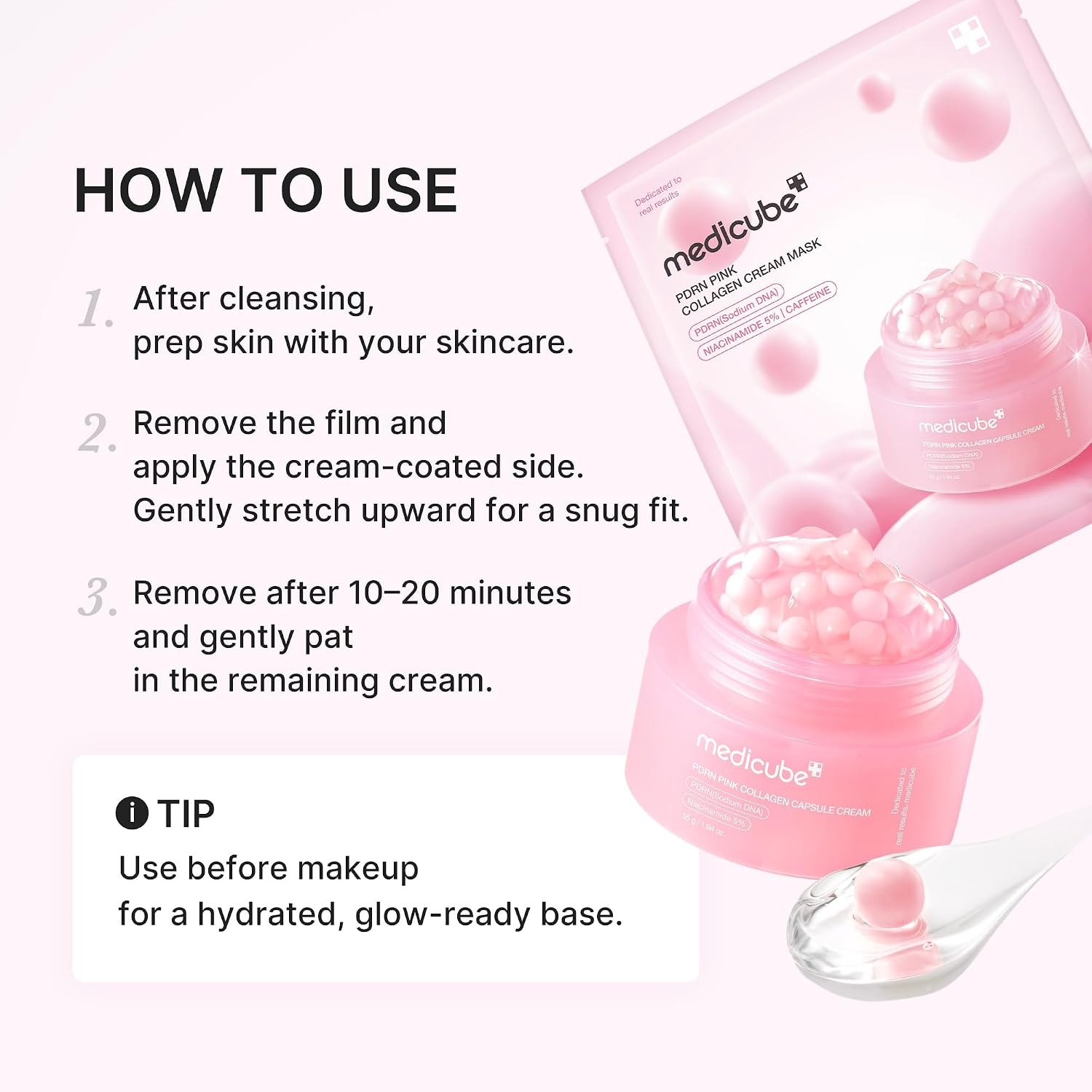 image:imagemedicube PDRN Pink Collagen Cream Mask Lasting Glow and Firming Care 4EA
