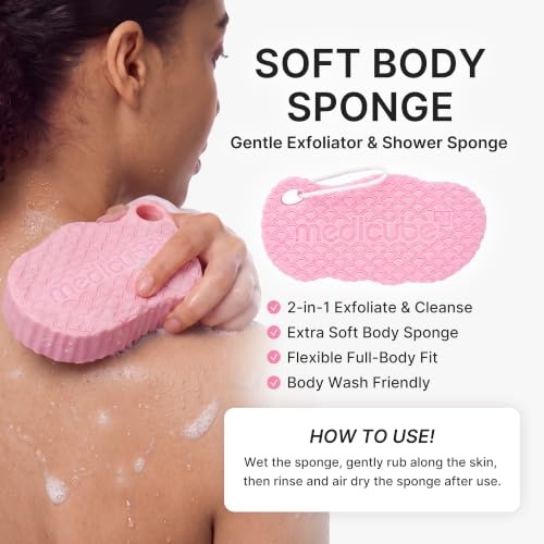 image:imagemedicube Clarifying Back amp Chest Duo Red Body Wash and Body Shower Sponge